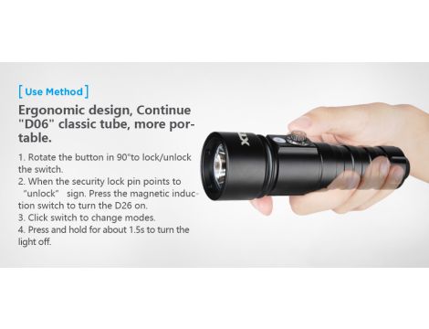 Diving Flashlight XTAR D26W WHALE-W Li-ION 18650 LED 1000lm - 13