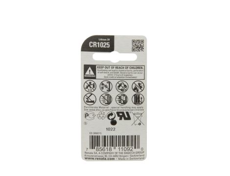 Lithium battery CR1025  3V 30 mAh RENATA - 2