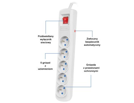 Surge protector PP Armac R5 1,5m grey 10A - 5