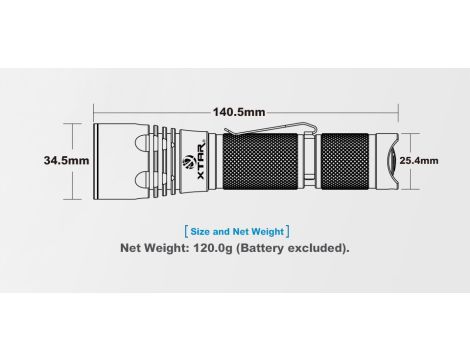 Sport Flashlight LED XTAR B20 PILOT II 18650 SET - 24