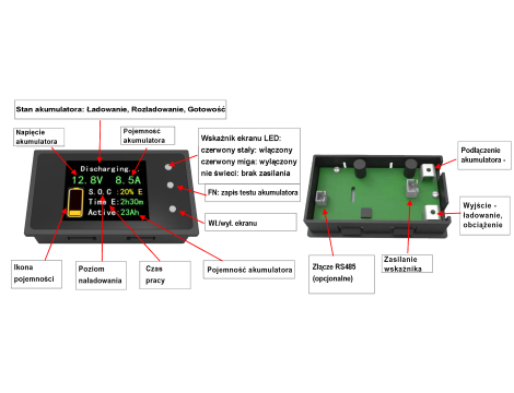 Wskaźnik LCD napięcia/pojemności BG21 - 3