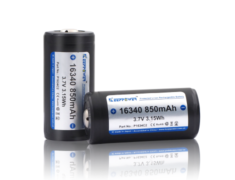 KEEPPOWER ICR16340-85PCM 850mAh 1/2A CR123 Li-ION