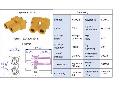 Amass XT30U-F female connector 15/30A - 2