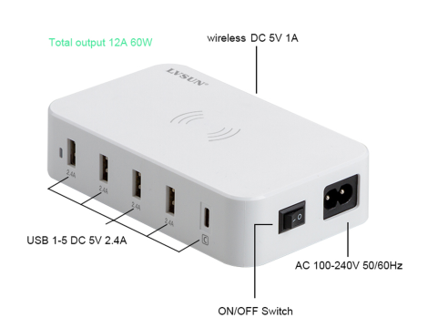 LVSUN USB Charger LS-5UWT WHITE/WHITE - 7