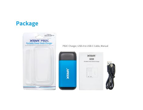 Portable Power Bank Charger XTAR PB2C BLUE 18650 - 21