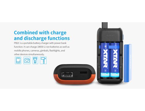 Portable Power Bank Charger XTAR PB2C BLUE 18650 - 24