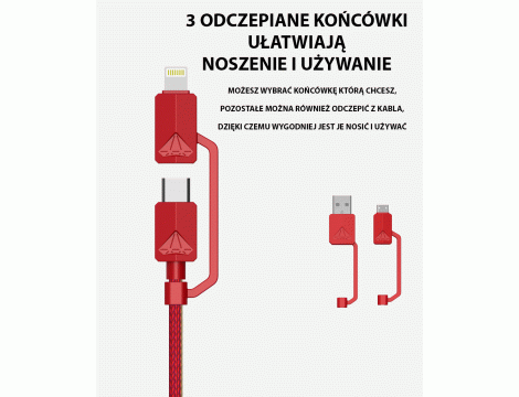 Przewód XTAR PDC-3 USB RED 3A 10Gbps - 10