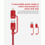 All in one Multiple USB Cable XTAR PDC-3 3A RED - 7