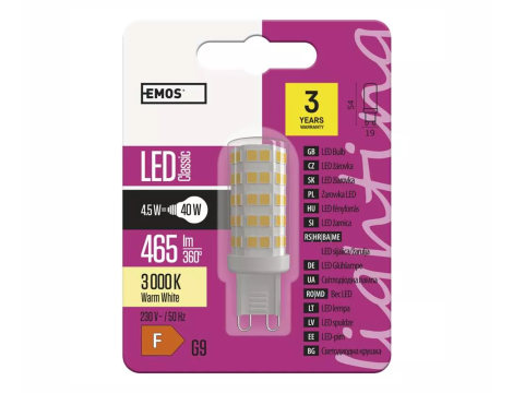 Bulb EMOS G9 4,5W WW ZQ9540 - 2