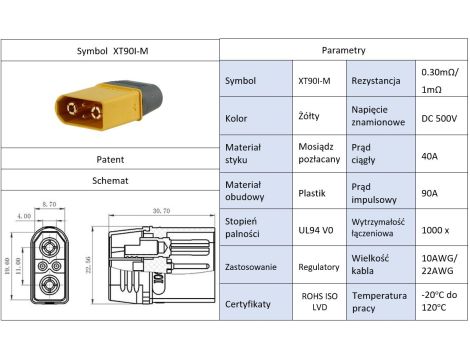 Amass XT90I-M male connector with caps - 8