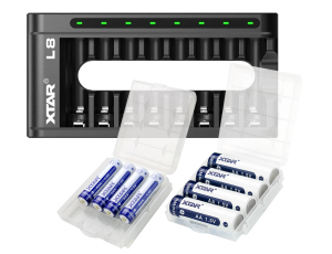 Zestaw XTAR: Ładowarka L8 AA/AAA 1,5V Li-ION + Akumulatory XTAR 14500-1.5V 2000mAh Li-ION BOX4 i 10440-1,5V 750mAh BOX4