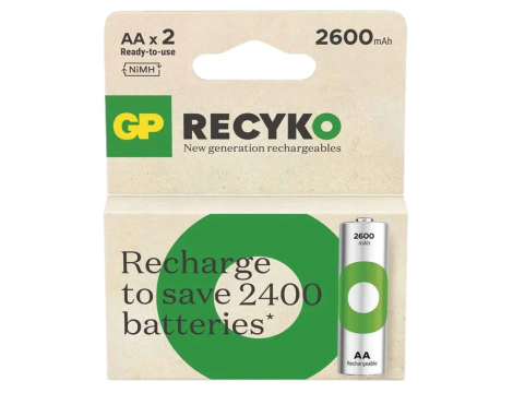 Rechargeable battery R6/AA 2600mAh GP Recyko New B2