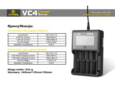 Ładowarka XTAR VC4 18650/32650 - 19