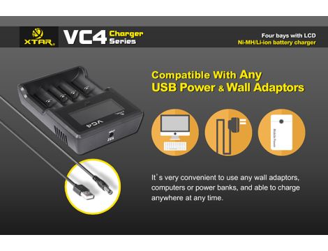 Charger XTAR VC4 for 18650/32650 USB - 32