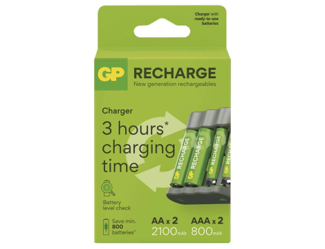 Battery charger GP B441+ 2× AA 2100mAh+ 2× AAA