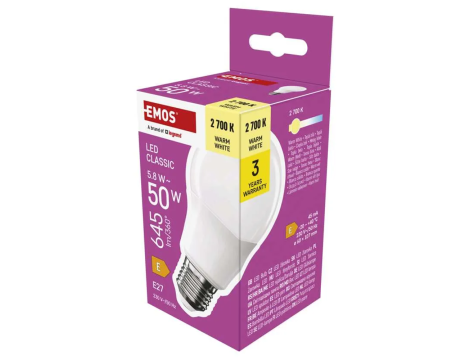 Żarówka EMOS A60 LED E27 ZQ5E31 WW 5,8W - 3