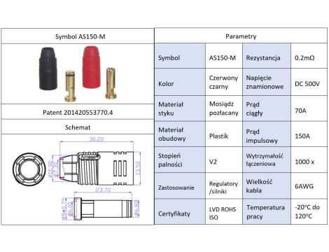 Złącze Amass AS150-F+M (SET) żeńkie - 7