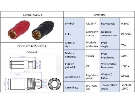 Złącze Amass AS150-F+M (SET) żeńkie - 6