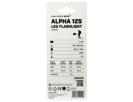 LED Flashlight MacTronic ALPHA 125 FHH0120 1xAA - 3