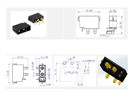 Złącze Amass XT30PW(2+2)-M męskie na płytke PCB - 4