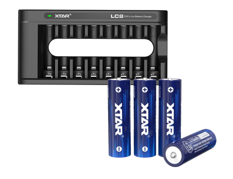 Zestaw XTAR: Ładowarka XTAR LC8 AA/AAA 1,5V Li-ION + Akumulatory XTAR 14500-1.5V 4150mWh Li-ION AA