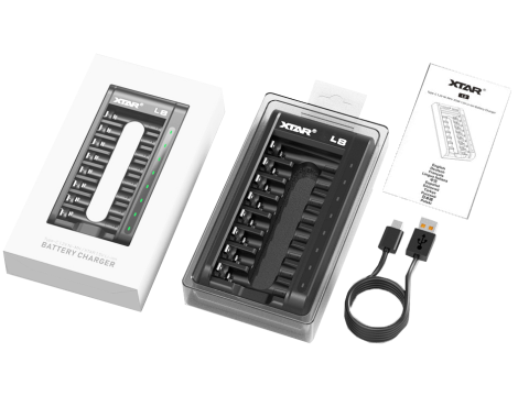 Zestaw XTAR: Ładowarka XTAR L8 AA/AAA 1,5V Li-ION + Akumulatory XTAR 14500-1.5V 4150mWh Li-ION AA - 3