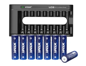 Zestaw XTAR: Ładowarka XTAR LC8 AA/AAA 1,5V Li-ION + Akumulatory XTAR 14500-1.5V 4150mWh Li-ION AA