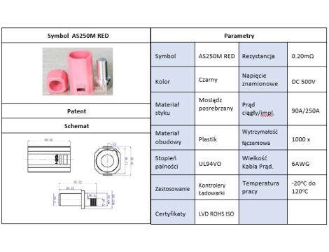 Amass AS250-M red male 90A 8mm connector - 4