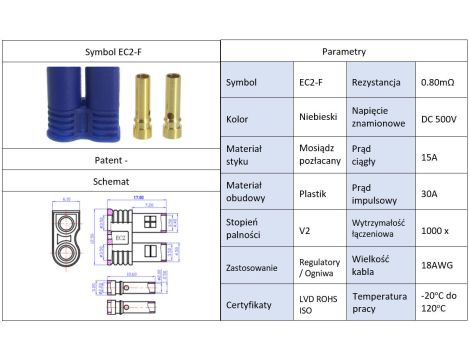 Złącze Amass EC2-F żeńskie 15/30A - 3