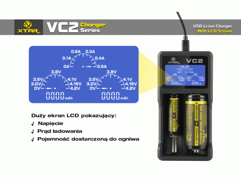 Ładowarka XTAR VC2 18650/26650 - 27