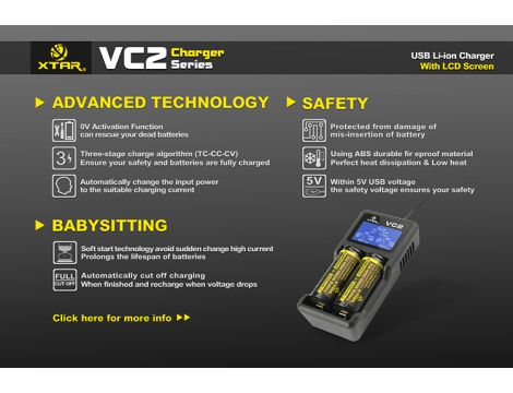 Charger XTAR VC2 for 18650/26650 USB - 34