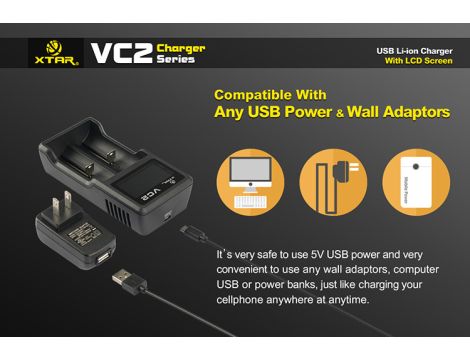 Charger XTAR VC2 for 18650/26650 USB - 40