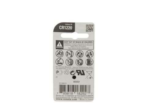 Lithium battery  CR1220 MFR RENATA B1 - 2