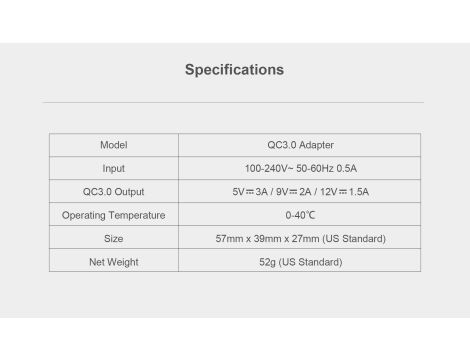 AC Adapter XTAR QC3.0 AC/5V/9V/12V 18W USB - 13