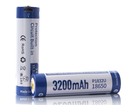 KP ICR18650-320PCM 3200mAh Li-ION m-USB