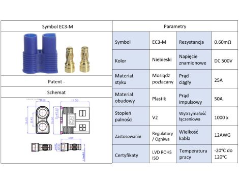 Złącze Amass EC3-M męskie 25/50A - 4