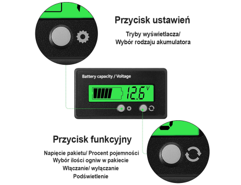 LCD Battery Capacity Monitor Gauge Meter JS-C32 two button - 4