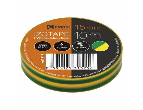 Insulating tape PVC 15/10 green and yellow EMOS