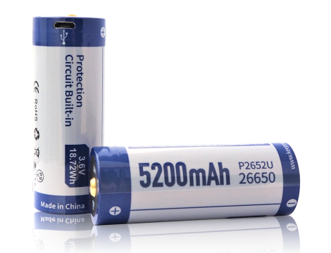 KP ICR26650-520PCM 5200mAh Li-ION m-USB