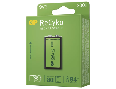 Rechargeable battery 6F22 200mAh GP ReCYKO 8,4V NiMH - 2